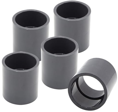 PVC-Muffen Set 5 Stk. I 50mm I Klebemuffe I PVC-Rohrmuffe mit 2-Anschlüssen I Rund I Rohr-Verbindungsstück für PVC-Rohre und PVC-Fittinge I bm100