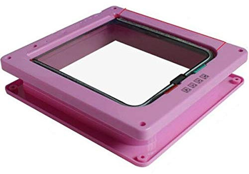 LIANYG Hundekatze Klappentür mit 4 Way Lock Security Flap Tür für Katzen Kätzchen Kunststoff Kleine Hundegatter Katze Hunde Klappe Pet Tür Chip katzenklappe 462 (Color : Pink, Size : L)