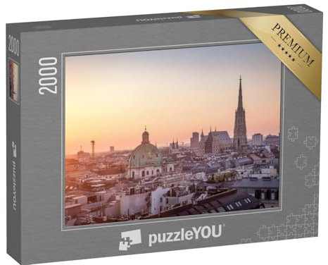 puzzleYOU: Puzzle 2000 Teile „Wiener Skyline mit Stephansdom, Wien, Österreich“