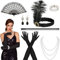 Orifinter 9-Teiliges Gatsby Accessoires Set - 20er Jahre Kleid Zubehör, Charleston Kostüm Mit Federboa - Perfekt für Damen