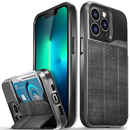 Vena vCommute Cover Custodia a Portafoglio per Apple iPhone 13 Pro (6.1-Inch), (Military Grade, Card Slot) Flip Custodia Case Cover Protettiva Pelle con Kickstand - Nero Ardesia