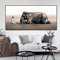 KADING Modernes abstraktes Gemälde auf Leinwand, Elefant, lesender Junge, der sich voreinander verbeugt, Posterdruck, implizites Wandkunstbild, Wohnkultur, 40 x 82 cm (16 x 32 Zoll) mit Rahmen