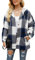 Iris Sprite Chemise à carreaux en flanelle pour femme, veste-chemise à manches longues en velours côtelé, Bleu foncé 02., XL