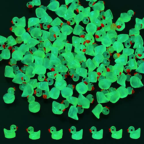 KINBOM 100 Stück Leuchtende Mini Harz Enten zum Basteln, Miniaturfiguren für Aquarium Gartenlandschaft Puppenhaus Ornament Topfdekorationen zum Selbermachen