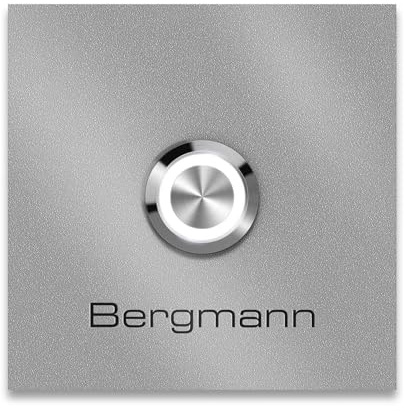 Metzler Türklingel Bergmann in Grau - Haustürklingel Pulverbeschichtet in in RAL9007 Feinstruktur - Made in Germany - Klingel Haustür aus Edelstahl V2A - LED Drucktaster wählbar - Größe: 11 x 11 cm