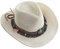 Unisex Cowboy Straw Hat Vintage Cowgirl Hat Classic Western Style Wide Brim Fedora Bucket Visor Cap Summer Beach Outdoor Sun Headwear with Decorative Hatband Beige