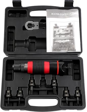 Pindex Adattatore per Rivettatrice Elettrica Professionale,Adattatore per Trapano a Batteria Rivettatrice Avvitatore per Inserti Filettati con 6 Dadi Rivetti M3 M4 M5 M6 M8 M10