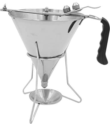 Professional Confectionery Funnel,maxant Cake Batter Dispensers with 3 Nozzles Pancake Pourer Dispenser Stainless Steel Piston Funnel Cake Dispenser for Bakery Use Cake Decorating Tool