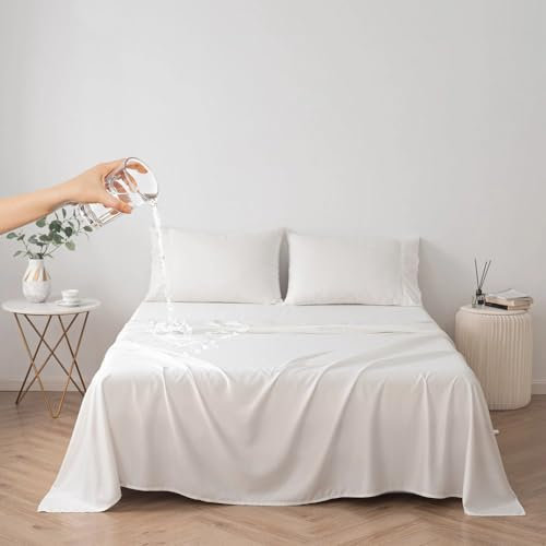 DUJUIKE 100% wasserdichte Schutzdecke oder Liner für Bett, Matratzenschoner für das Bett, Wiederverwendbare Unterlage, Bettlakenschutz (Weiß, Queen 200 * 230 cm)