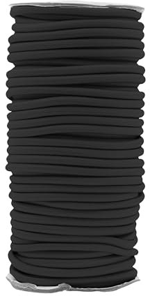 Mandala Crafts Tent Pole Shock Cord 5/16 Inch Black 8mm Thick Elastic Cord - 22 YDS DIY Round Stretchy Cord Rope - Heavy Duty Kayak Bungee Cord Stretch String