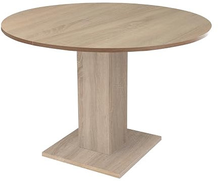 DEINE TANTE EMMA Tap/Rund_90 Esstisch RUND Küchentisch Eiche Sägerau Nb. ausziehbar 90 cm Durchmesser