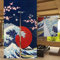 LIGICKY Japanischer Stil Dick Noren Lang Vorhänge, Doppelseitig Druck Kirschblüten und Kanagawa-Wellen Türvorhang Raumteiler Tapisserie für die Heimtextilien Raumteiler 85 x 150 cm Blau