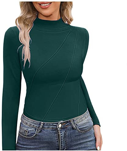 Oberteile Innenfleece für Herbst Winter Thermounterwäsche Oberteil Thermo-Shirt Funktionsunterwäsche Oberteil Langarmshirt Elegant Unterhemden Gerippt Slim Fit Dünn Pulli Langarm Unterhemd