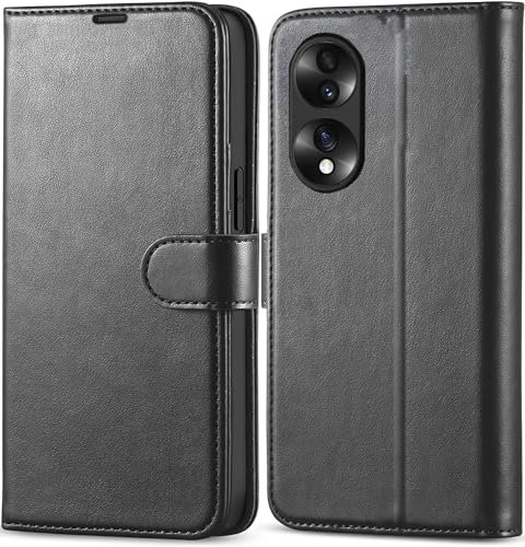 KP TECHNOLOGY Honor 70 Case, Honor 70 Leather Case, Honor 70 5G Book Flip Leather Wallet Cover with Card Slots for Honor 70 5G (BLACK)