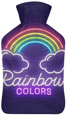 Regenbogen Wärmflasche Mit Bezug Bettflasche Wärmflaschen Handwärmer Erwachsene Wärmebeutel 26.5X15.3cm