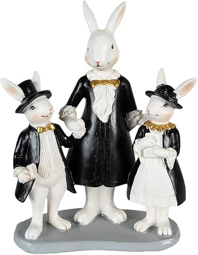 Generisch Hase Hasenfamilie Osterhase 21 cm hoch modern schwarz weiß Deko Frühling Ostern Tischdeko