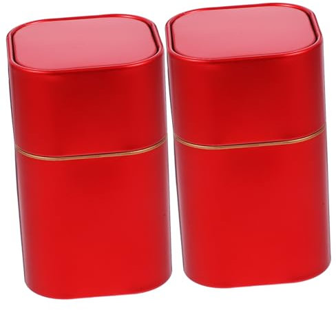 AOKWAWALIY Lot de 2 boîtes à thé hermétiques en métal rouge avec couvercle en fer blanc pour grains de café et aliments secs