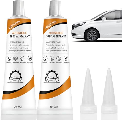 Hzutloer Scheibenkleber Auto,2 Stück 100ML KarosserieKleber Schwarz,Karosserie Dichtmasse Auto,Kleber für Türdichtung Auto,KFZ Dichtmasse Schwarz,Schnelle Aushärtung,Wasserdicht,Hochtemperatur