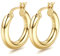 FIOROYAL Ohrringe Gold Creolen Silber 925,14K Gold Gefüllt Chunky Creolen Gold,4 mm Dicke Hohle Röhren Goldene Creolen Damen,Hypoallergen Leichte Mittelgroß Ohrringe Creolen 25MM
