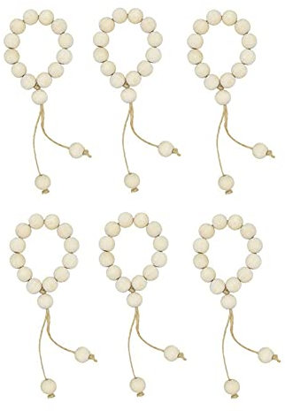 VENOAL , Holzperlen, – natürliche, rustikale Holzserviettenhalter, handgefertigte Holzperlen, Serviettenring, 6 Stück