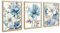 3 Pcs En Bois Cadre Tableau Décoration Murale Salon Fleurs grises et bleues Encre Impression sur Toile Image sur Toile Peintures sur Toile Décoration Murale pour Salon Chambre Maison Bain 30x40cmx3