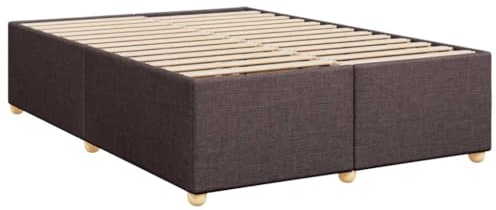 vidaXL Bettgestell, Bett mit Lattenrost, Bettrahmen mit Bettfüße, Polsterbett Doppelbett für Schlafzimmer, Dunkelbraun 140x200cm Stoff