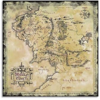 Poster Herr der Ringe, Karte von Mittelerde, Kunstwerke auf Leinwand, Wandkunstdrucke, moderne Dekoration, 30 x 30 cm
