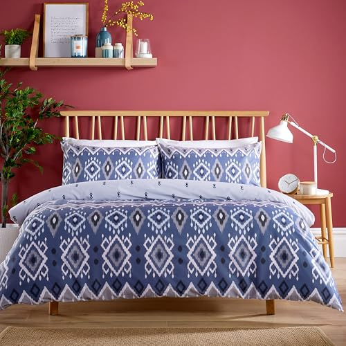 Olivia Rocco Taxila Duvet Cover Set Easy Care Quilt Covers with Pillowcases Super Soft Reversible Bedding Bed Linen Sets for Bedroom Décor, Sapphire Double
