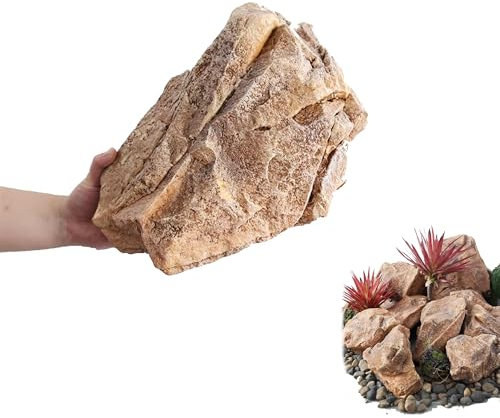 Findlinge steine für garten, massive künstliche Felsen für den Garten, künstliche Landschaft aus PU-Schaum, künstliche Felsen für Gärten,Outdoor-Felsabdeckung für Aquariendekoration(35 * 27 * 22cm)