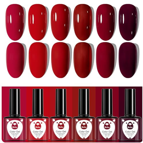 GZSYY UV Nagellack Gel Nagellack UV 6PCS Rot Gel Nail Polish Gellack