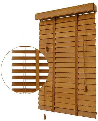 Horizontale Jalousien für Fenster natürliche massive Holz venezianische Jalousien, Holz Jalousien für Fenster, 50 -mm -Lamellen horizontale Jalousien, Wärmeisolierung/Blackout -Reter für den Innenraum