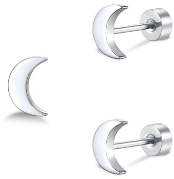 ZDE Women Earrings Flat Back Heart/Star Earrings Titanium Hypoallergenic Non-Nickel Cartilage Studs for Sensitive Ears Simple Classic 5mm Tiny Gold Screw On Stud Earring
