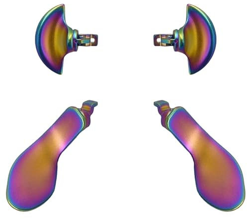 4Pcs Back Paddles for PS5 DualSense Edge Controller, Replacement Rear Paddles for PS5 Edge Controller Rear Parts,Interchangeable Metal Rear for PS5 Edge Controller (Rainbow)