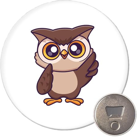 Huuraa Magnet Eule Comic Geschenk | 59mm Kühlschrankmagnet rund Flaschenöffner Geschenkidee dekorativer Magnet für Magnettafel, Kühlschrank oder Whiteboard