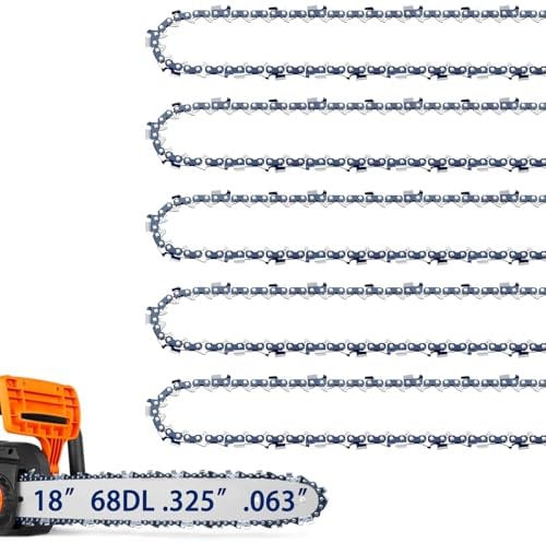 5 Pack Chainsaw Chains Fits Stihl 18 Inch .325 Pitch .063 Gauge 68 Drive Links, Fits Stihl (PRE 2023 .063 Gauge) MS251, 025, MS 230, MS250, V68, L68 (5 Chains)