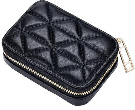 Lippenstift-Etui mit Spiegel, tragbar, für Geldbörse, für Urlaub, Mädchen, Neujahrsgeschenk, Grau, 10,5 x 7,5 x 3,5 cm, Schwarz, 10,5 x 7,5 x 3,5 cm, 10.5x7.5x3.5cm, Siehe Beschreibung