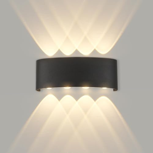 YICALE Wandleuchte Innen,Schwarz Up an Down Wandlampe Innen,8W 3000K IP65 | Aluminium LED warmweiß Aussenlampe Wand für Wohnzimmer,Schlafzimmer,Aussen,Flur, Balkon, Treppenhaus