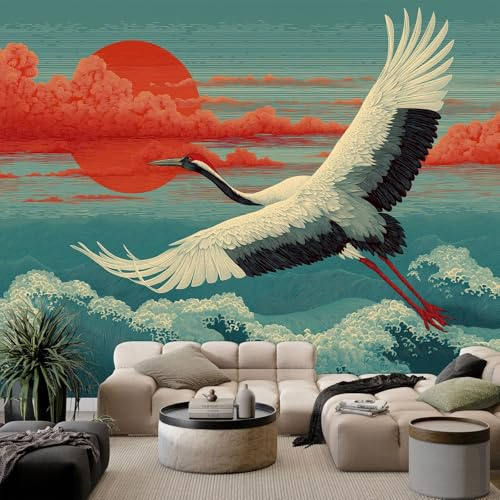 WHUOEUCO 3D Effekt Fototapete Sonne Meer Vogel 200x140 cm Vliestapete Foto Tapete Wandbild Motivtapete, Moderne Schlafzimmer Wohnzimmer Kinderzimmer Wandtapete