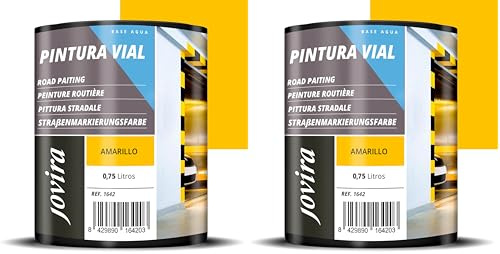 JOVIRA PINTURAS Pittura stradale a base d'acqua. Adatta per attraversamenti pedonali, parcheggi, strade, aeroporti, ecc. (750 Millilitres, Giallo) (Confezione da 2)