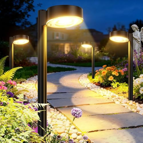 TuyLuxe 4 Pack Solar Lights Outdoor Garden, 2X Brighter Garden Path Lights | Auto On/Off, Up to 16 Hours Runtime, IP65 Waterproof Solar Garden Ornaments Outdoor For Patio Path Driveway Lawn (Warm White)
