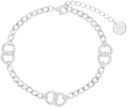 JOOP! Armband mit Anhänger für Damen, Sterling Silber 925 mit Zirkonia, 17+3 cm, Silber, Geschenkidee, kommt in Schmuck Geschenk Box, 2100818
