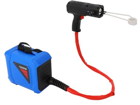 1800W Induktionsheizgerät für Kfz, Magnetischer Induktionsheizer zum Lösen rostiger Schrauben & Muttern, Flammenloses Heizwerkzeug bis 800°C mit 4 Spulen & Werkzeugkoffer, 220V Blau/Schwarz