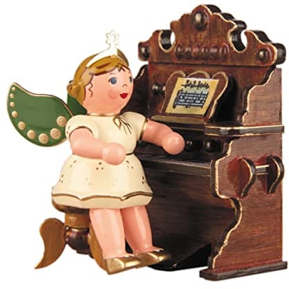 Hubrig Engel mit Harmonium 65cm Erzgebirge