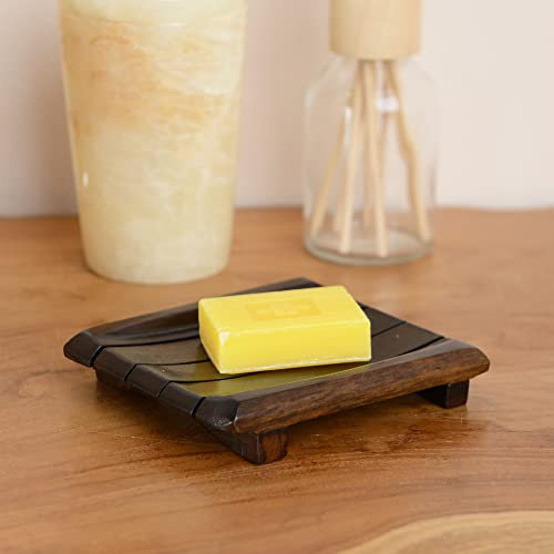 Wohnfreuden porte-savon carré en bois 10 cm