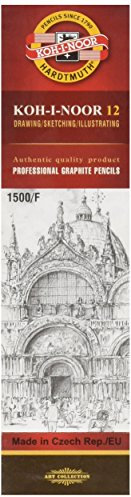 KOH-I-NOOR 1500 Graphitstifte Set, Härtegrad F (12 Stück)