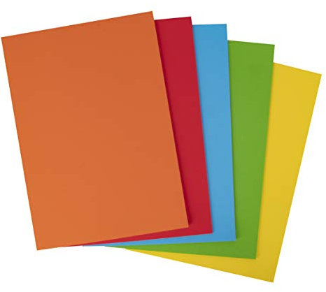 APLI 15117-50 feuilles de carton- Format A4-170 g/m² - Couleur: jaune, orange, rouge, vert et bleu