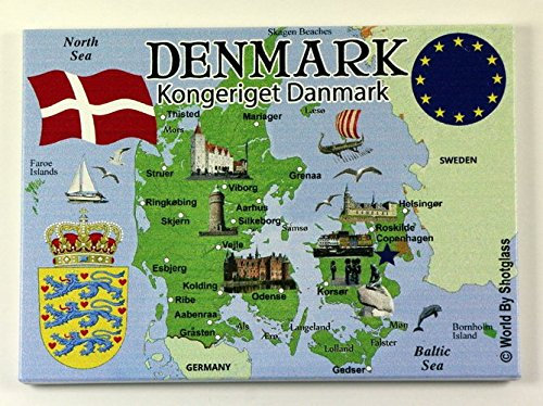 Dänemark EU Serie Souvenir Kühlschrankmagnet 6,3 x 8,9 cm