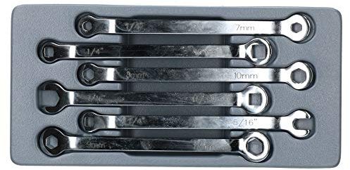 AB Tools 6pc Brake Line Hydraulic Pipe Spanner Wrench Set Open Ended Hex Square Ends