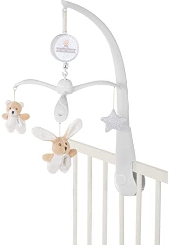 Chicco Giostrina con Orsetto e Coniglietto, con Dolci Melodie e Pendenti, Effetto Rotazione, da Agganciare alla Culla, Beige, 0+ Mesi
