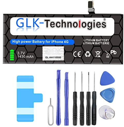 High Power Ersatzakku kompatibel mit iPhone 4 | Original GLK-Technologies Battery /1430 mAh Akku | inkl. Werkzeug Set Kit Reparaturset NEU